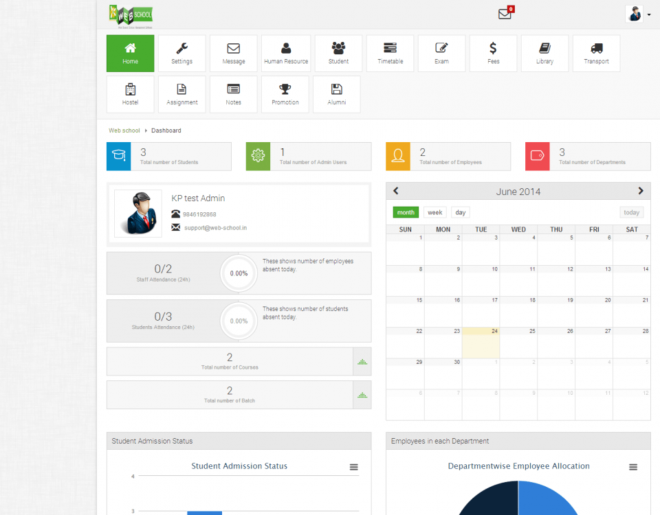 Web School Dashboard